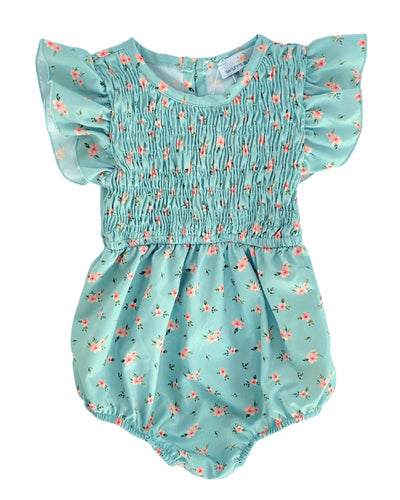 Astrid Flutter Sleeve Bubble Romper - Petite Blue Floral #product_type - Bailey's Blossoms