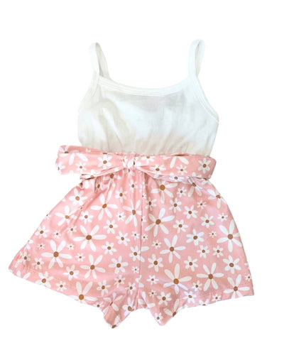 Betty Camisole Romper - Pink Daisies #product_type - Bailey's Blossoms