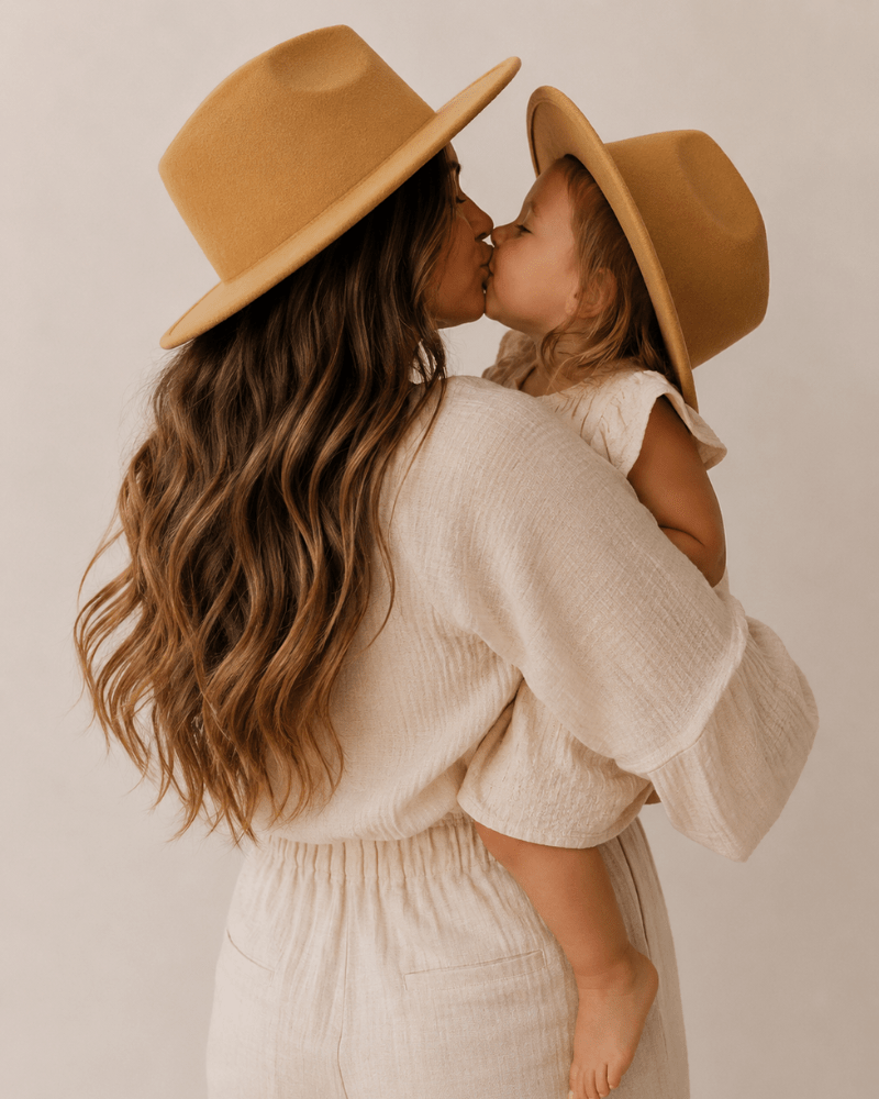 Bordeaux Flat Brim Mommy & Me Hat - Camel – Bailey's Blossoms