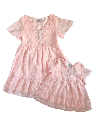 Eden Short Sleeve Dot Dress - Blush #product_type - Bailey's Blossoms