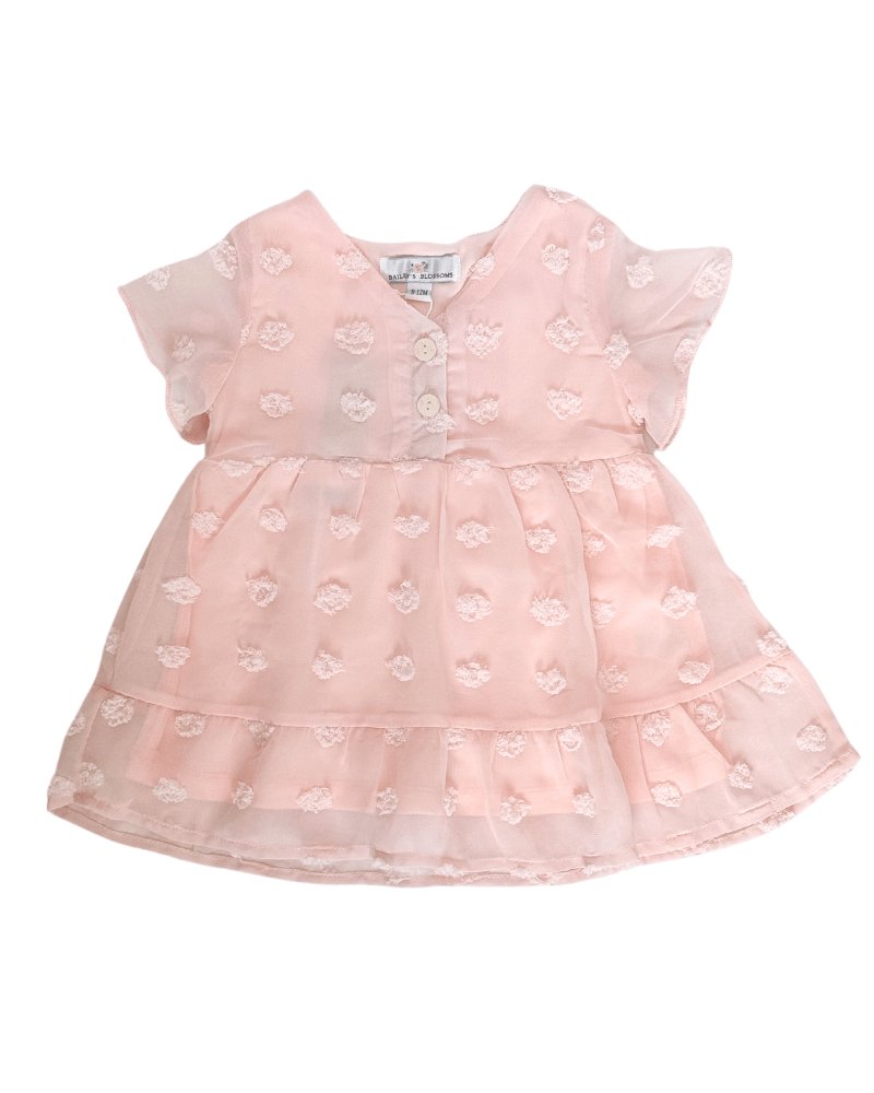 Eden Short Sleeve Dot Dress - Blush #product_type - Bailey's Blossoms