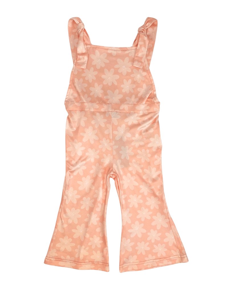 Kellyn Bell Bottom Suspender Jumpsuit - Peach Floral #product_type - Bailey's Blossoms