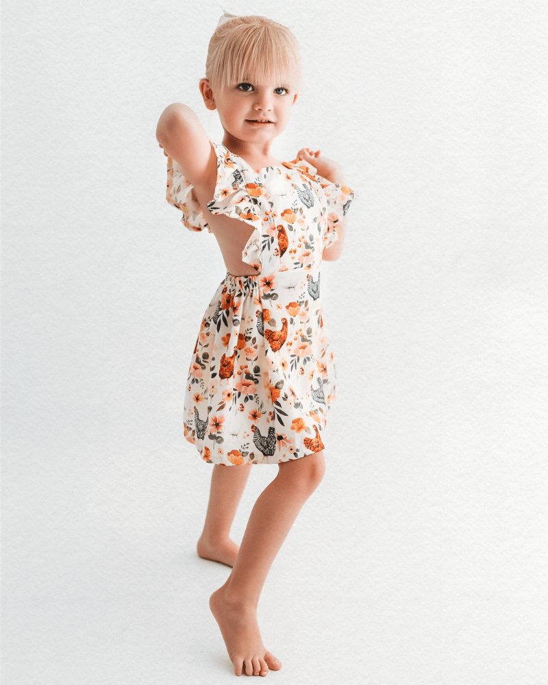 Victoria Ruffle Back Suspender Dress Chickens