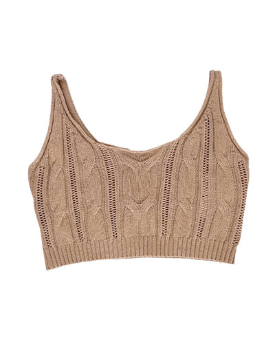 Ezra Cable Knit Tank - Almond #product_type - Bailey's Blossoms
