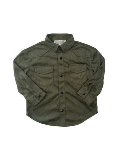 Grace Button Down Western Yoke Shacket - Olive #product_type - Bailey's Blossoms