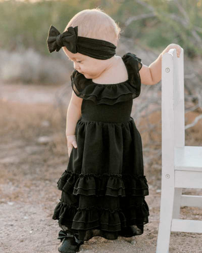 Nellie Ruffle Maxi Dress - Black #product_type - Bailey's Blossoms