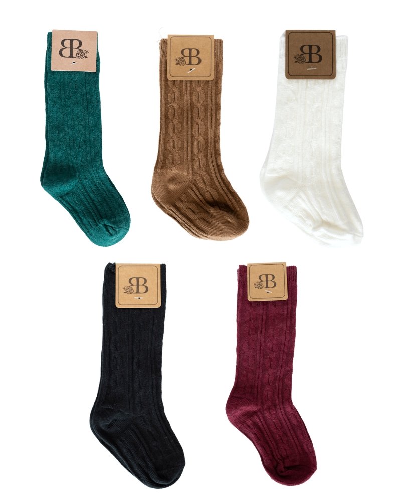 Pepper Knee-High Cable Knit Socks