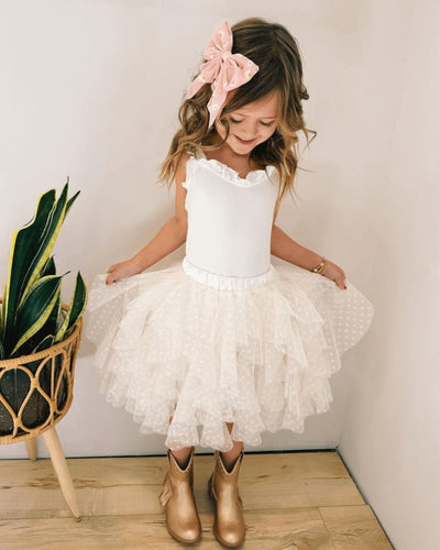 Sherri Twisted Tulle Skirt - Ivory Dot #product_type - Bailey's Blossoms