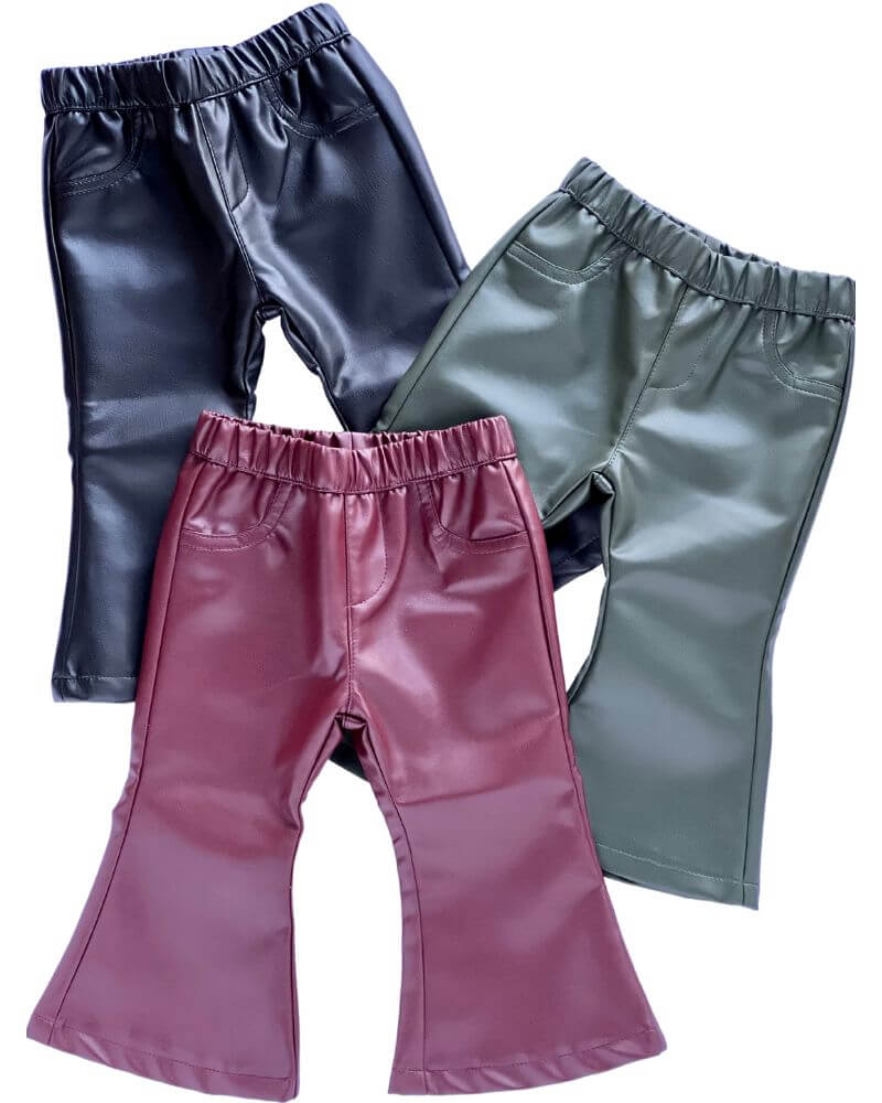 Sophie Pleather Bell Bottoms - Olive #product_type - Bailey's Blossoms