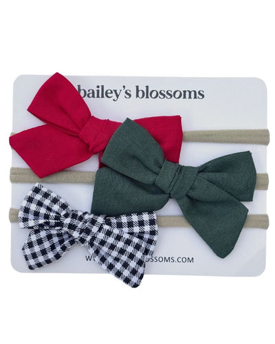 3 - piece Linen Cotton Nylon Headband Set - Classic Christmas product_type - Bailey's Blossoms