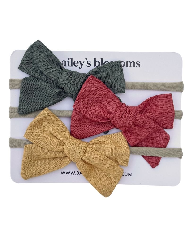 3 - piece Linen Cotton Nylon Headband Set - Fall Festival product_type - Bailey's Blossoms