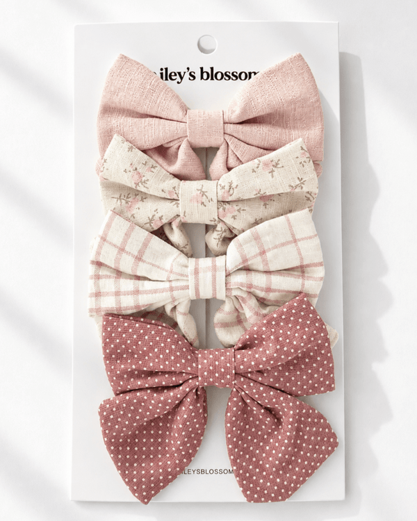 4-Piece Bow Clip Set - Antique Rose product_type - Bailey's Blossoms