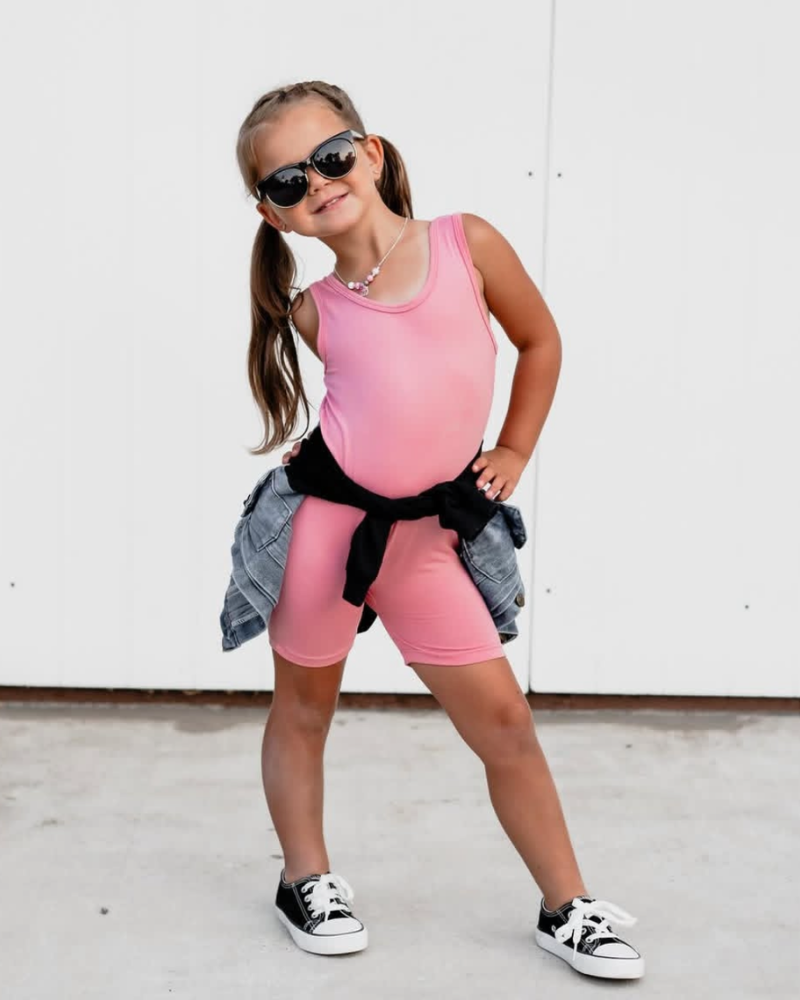 Gigi Bikeshort Romper - Coral Pink