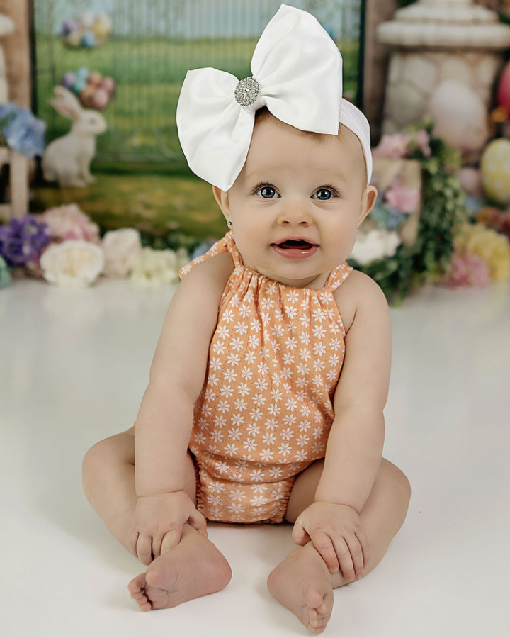 Kimora Bubble Romper - Peach Gardens