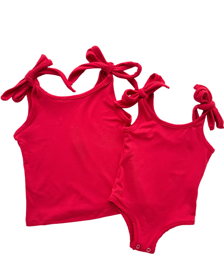 Madden Tie-Shoulder Tank Top &amp; Leotard - Red