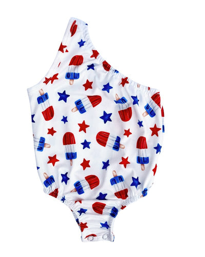 Adley One Shoulder Leotard - Patriotic Popsicles #product_type - Bailey's Blossoms