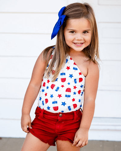 Adley One Shoulder Leotard - Patriotic Popsicles #product_type - Bailey's Blossoms