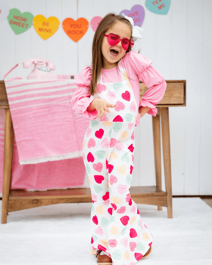 Andi Pleated Bell Bottom Jumpsuit - Conversation Hearts product_type - Bailey&