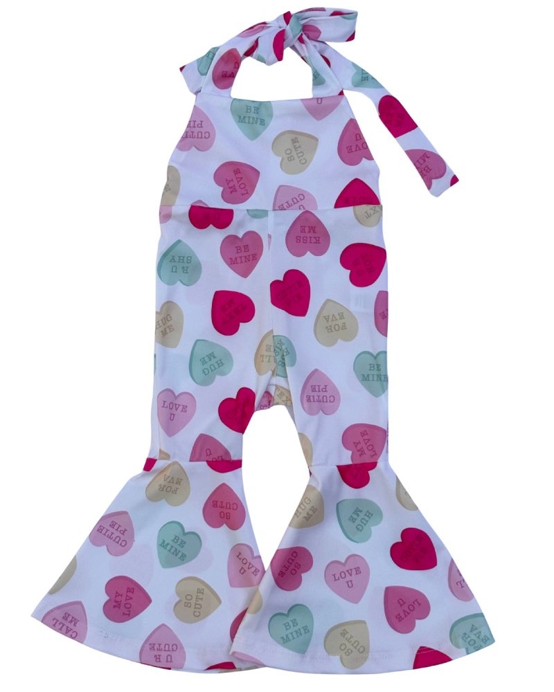 Andi Pleated Bell Bottom Jumpsuit - Conversation Hearts product_type - Bailey&