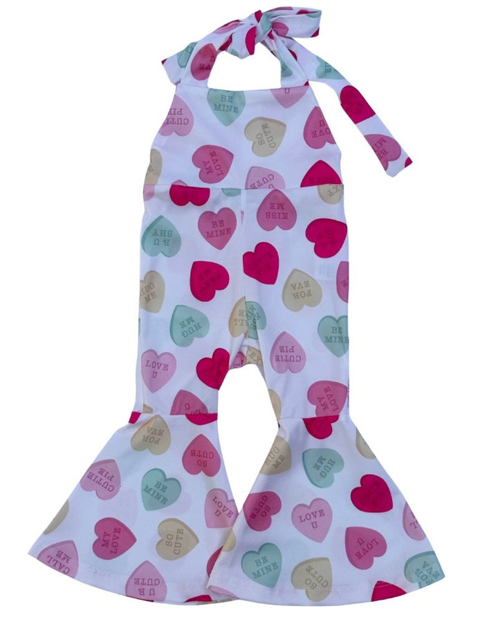 Andi Pleated Bell Bottom Jumpsuit - Conversation Hearts product_type - Bailey&