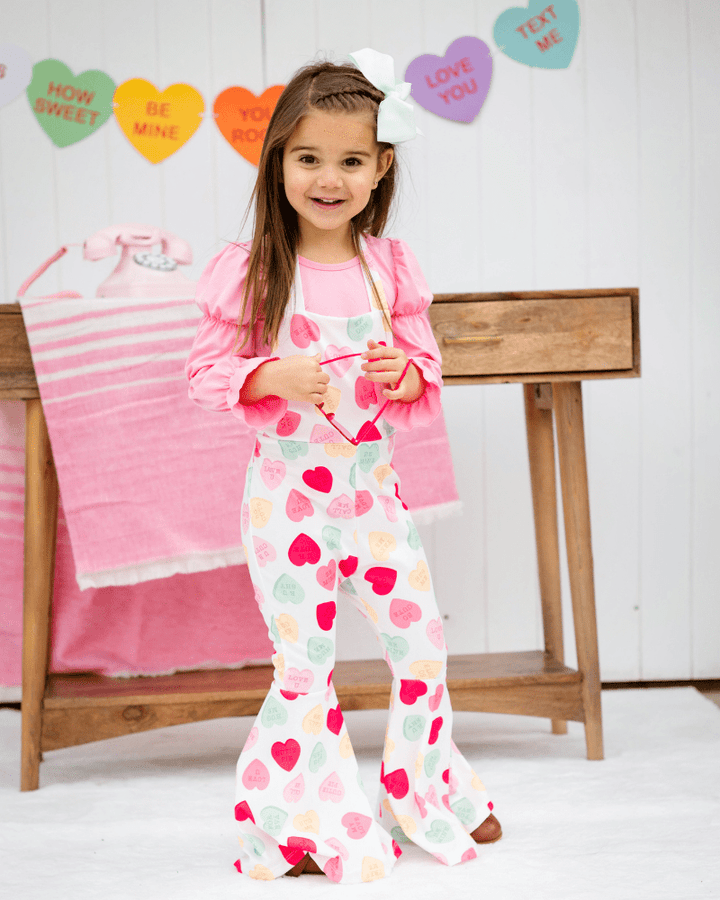 Andi Pleated Bell Bottom Jumpsuit - Conversation Hearts product_type - Bailey&