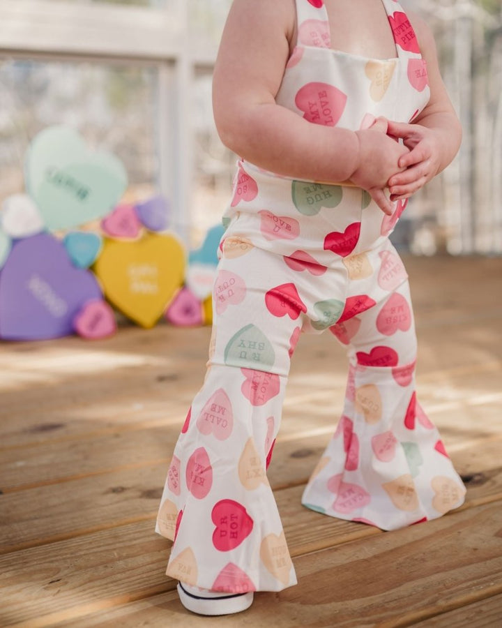Andi Pleated Bell Bottom Jumpsuit - Conversation Hearts product_type - Bailey&