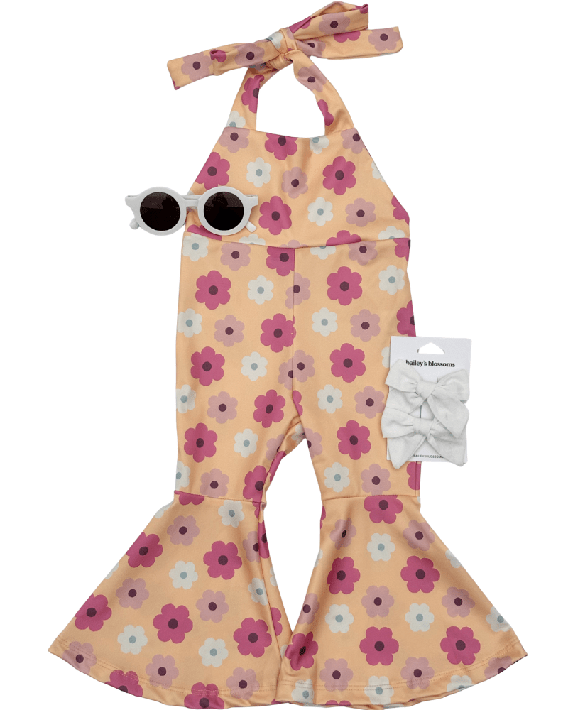 Andi Pleated Bell Bottom Jumpsuit - Daisy Chain product_type - Bailey's Blossoms