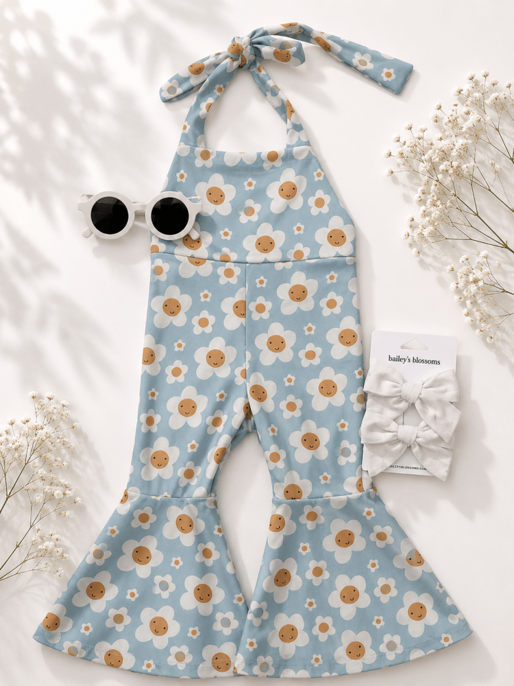 Andi Pleated Bell Bottom Jumpsuit - Happy Daisy product_type - Bailey's Blossoms