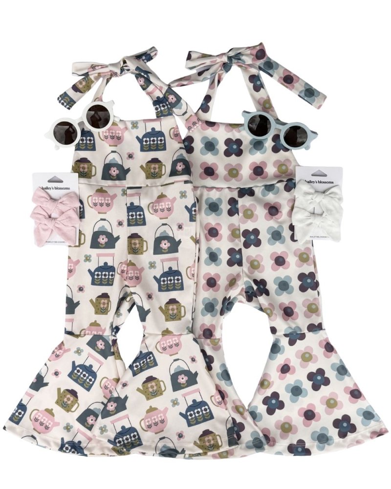 Andi Pleated Bell Bottom Jumpsuit - Petal Patch product_type - Bailey's Blossoms