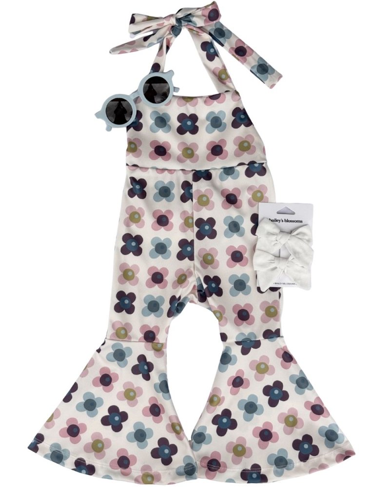 Andi Pleated Bell Bottom Jumpsuit - Petal Patch product_type - Bailey's Blossoms