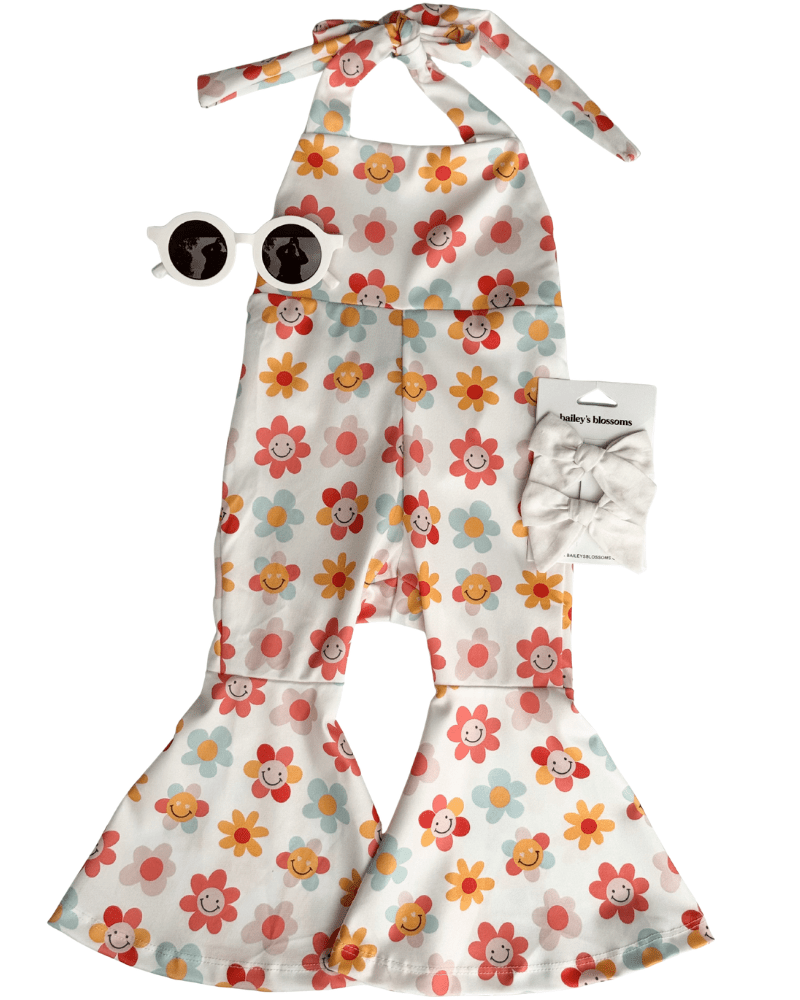 Andi Pleated Bell Bottom Jumpsuit - Retro Blooms product_type - Bailey&