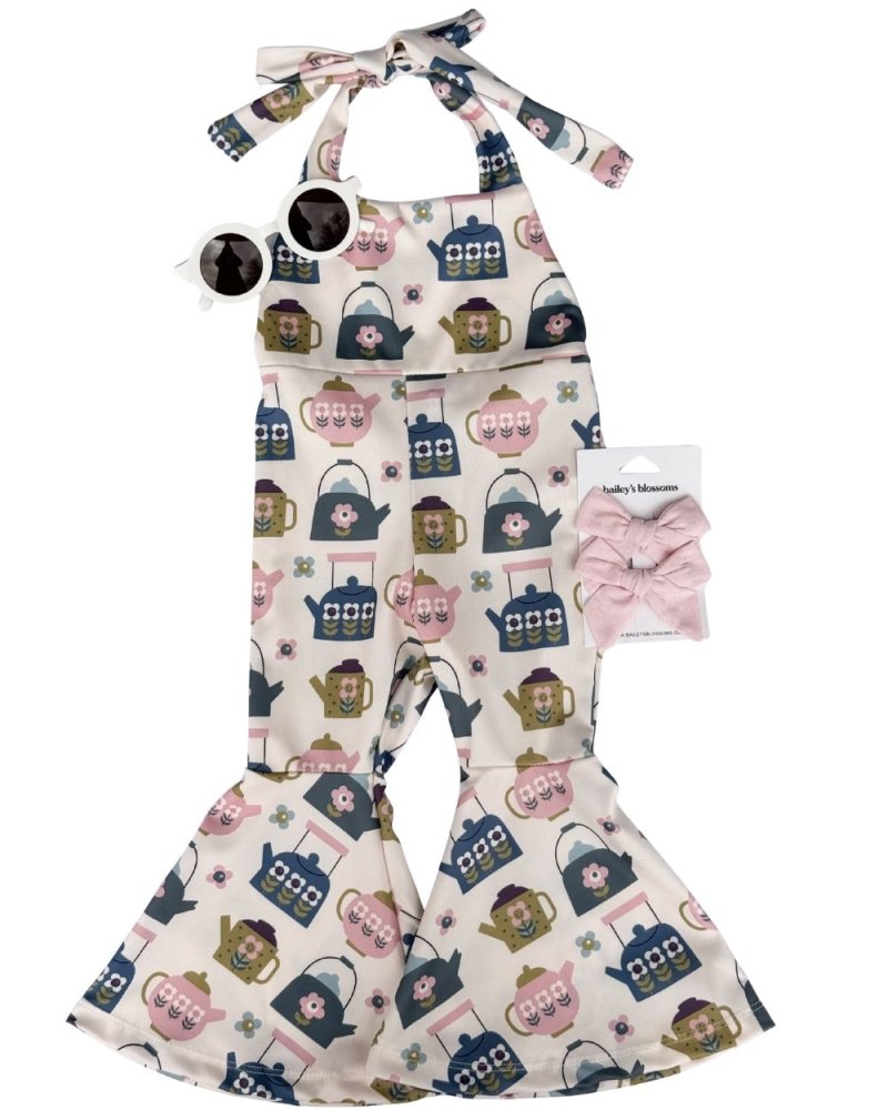 Andi Pleated Bell Bottom Jumpsuit - Tea Time product_type - Bailey's Blossoms