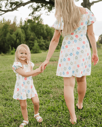 Bea Puff Sleeve Mini Dress - Colorful Flowers #product_type - Bailey's Blossoms