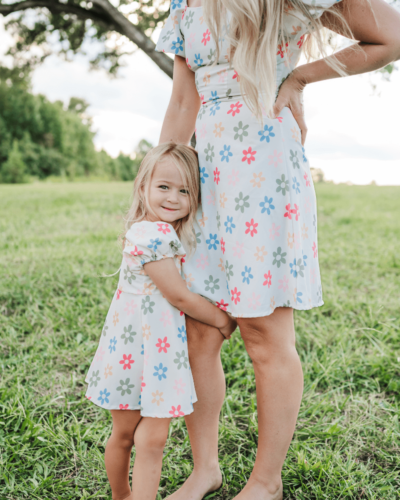 Bea Puff Sleeve Mini Dress - Colorful Flowers #product_type - Bailey's Blossoms