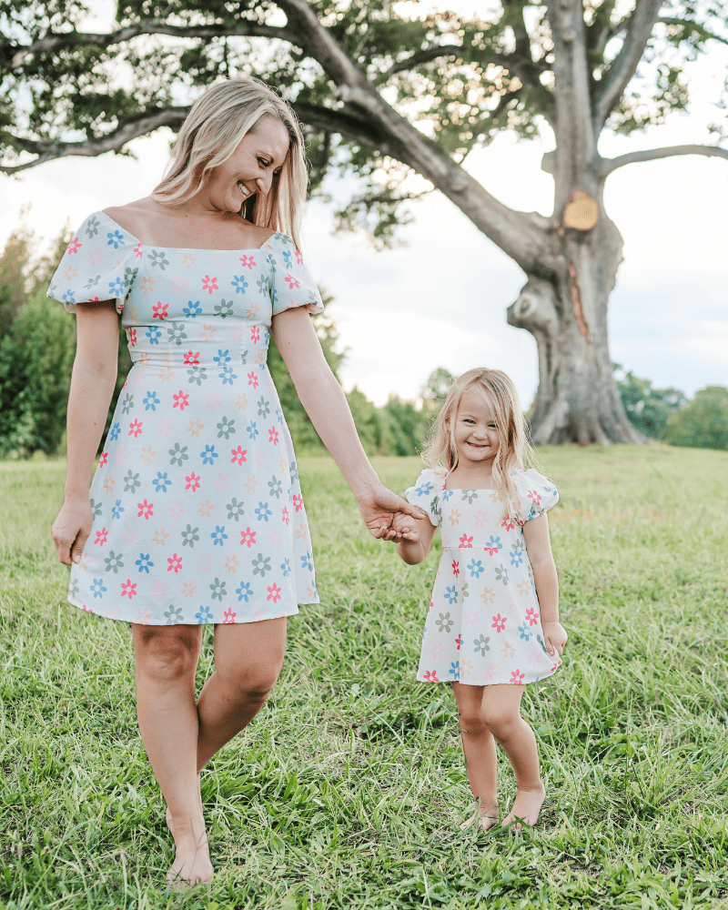 Bea Puff Sleeve Mini Dress - Colorful Flowers #product_type - Bailey's Blossoms