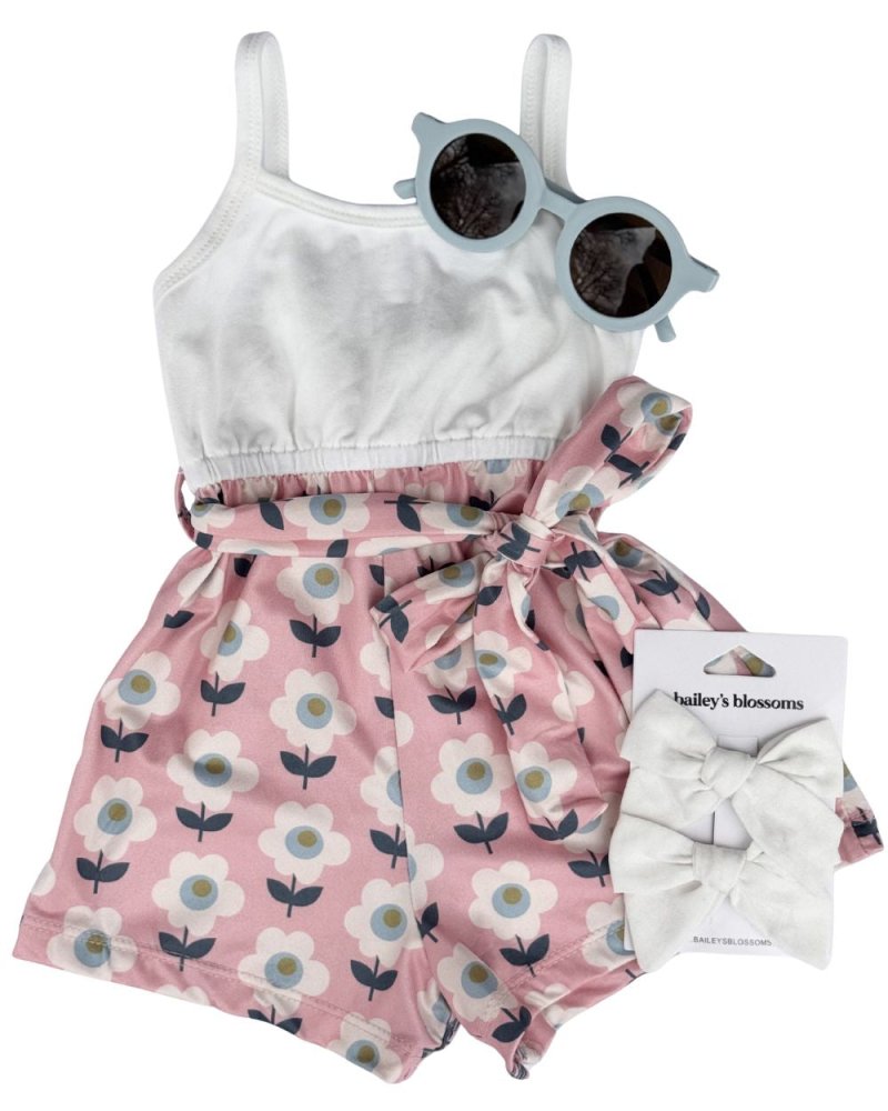 Betty Camisole Romper - Floral Rose product_type - Bailey's Blossoms