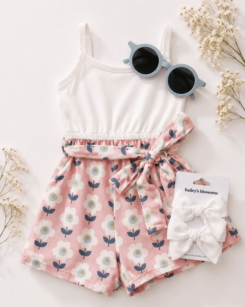 Betty Camisole Romper - Floral Rose product_type - Bailey's Blossoms