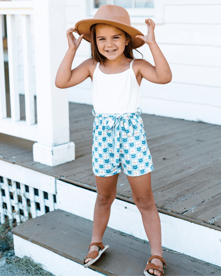 Betty Camisole Romper - Floral Sky product_type - Bailey&