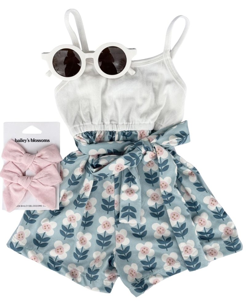 Betty Camisole Romper - Floral Sky product_type - Bailey's Blossoms