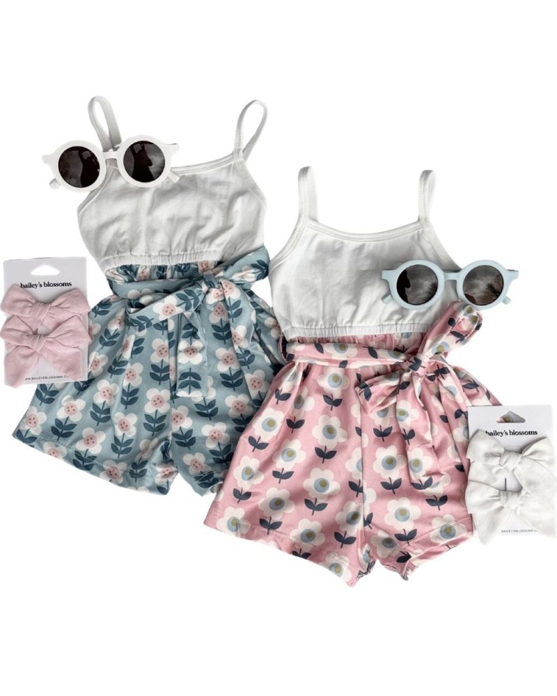 Betty Camisole Romper - Floral Sky product_type - Bailey&