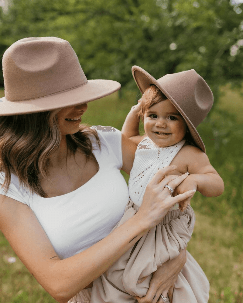 Bordeaux Flat Brim Mommy & Me Hat - Mocha product_type - Bailey's Blossoms