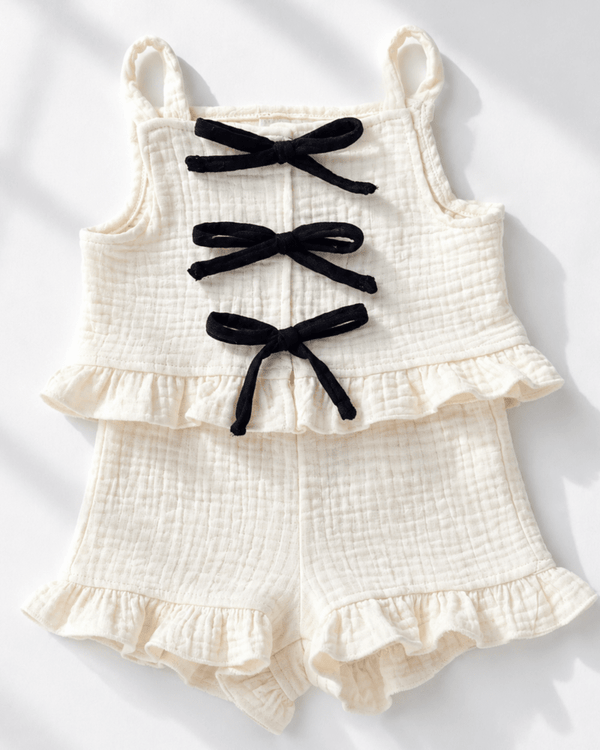 Colette Peplum Bow Front Two-Piece Set - Antique Cream product_type - Bailey's Blossoms