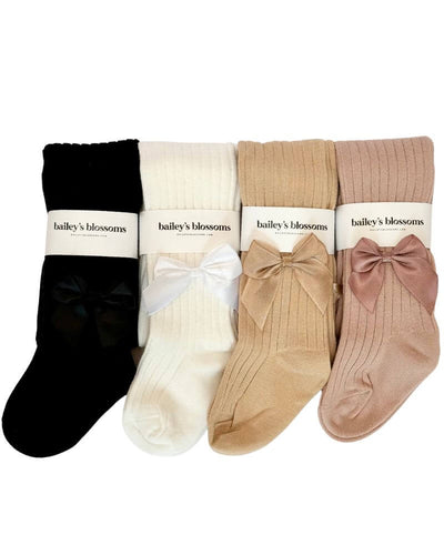 Collette Ribbed Satin Bow Tights #product_type - Bailey's Blossoms