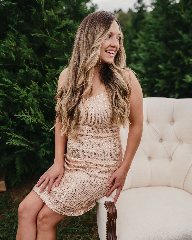 Cordelia Sequin Party Dress - Rose Gold 10 Cordelia Sequin Party Dress - Rose Gold 10