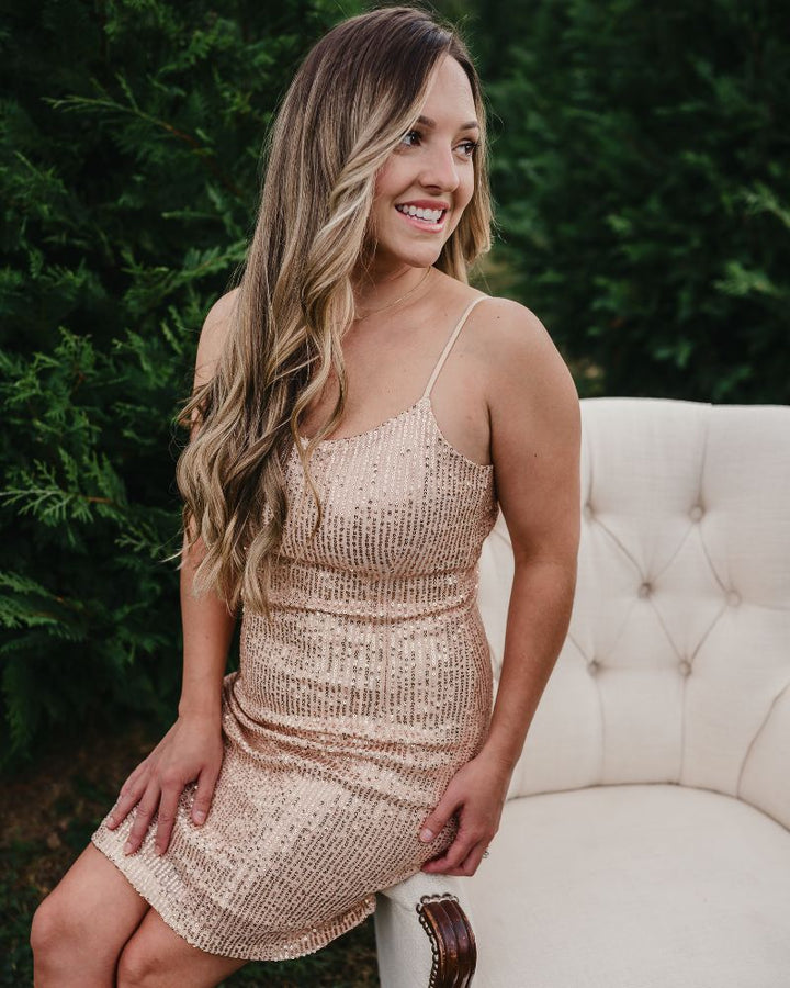 Cordelia Sequin Party Dress - Rose Gold product_type - Bailey&