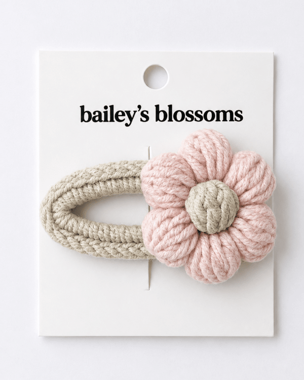 Crochet Daisy Clip - Pink product_type - Bailey's Blossoms