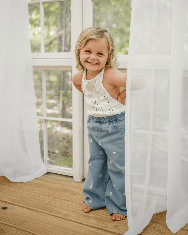 Daisy Mae Wide Leg Embroidered Jean - Light Wash – Bailey's Blossoms