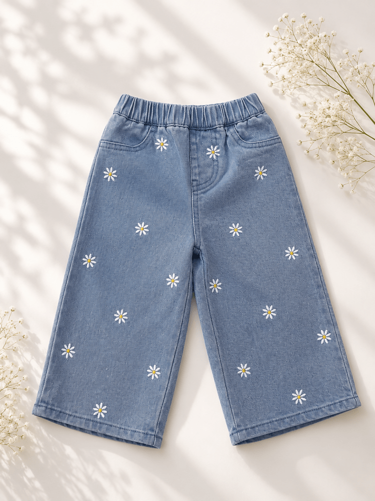 Daisy Mae Wide Leg Embroidered Jean - Light Wash – Bailey's Blossoms