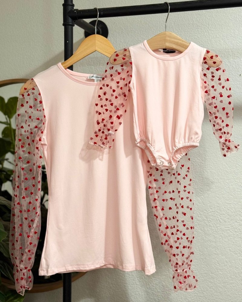 Destinee Sheer Sleeve Top & Leotard - Queen of Hearts product_type - Bailey's Blossoms