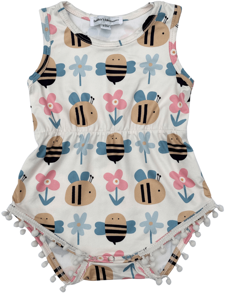 Dillon Pom Pom Romper - Bumblebee Bloom product_type - Bailey's Blossoms
